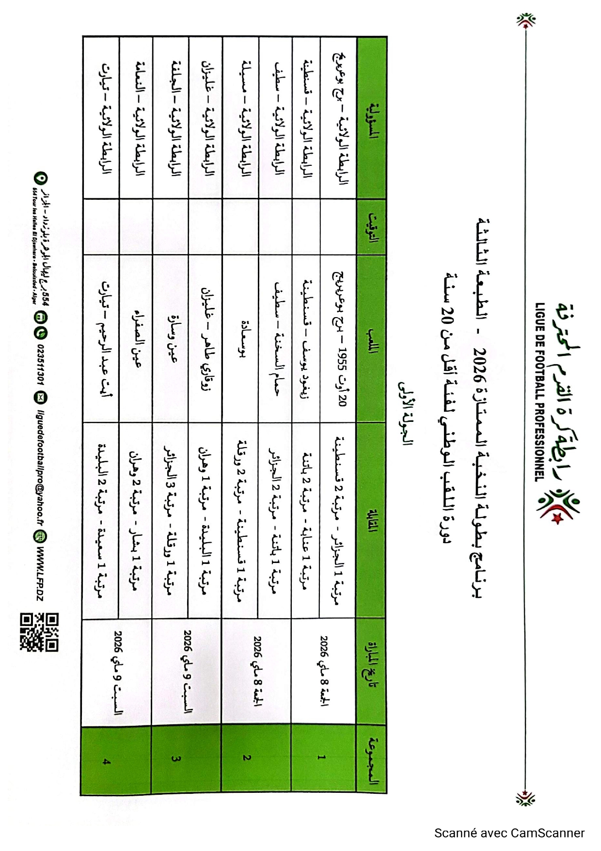 طولة اللقب الوطني - فئة أقل من 20 سنة
